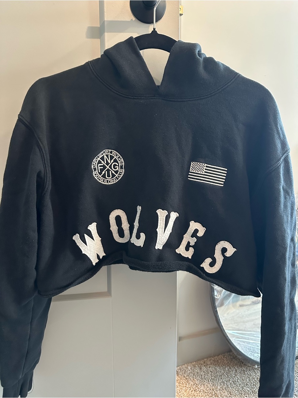 Darc Sport Wolves Cropped Hoodie - Black